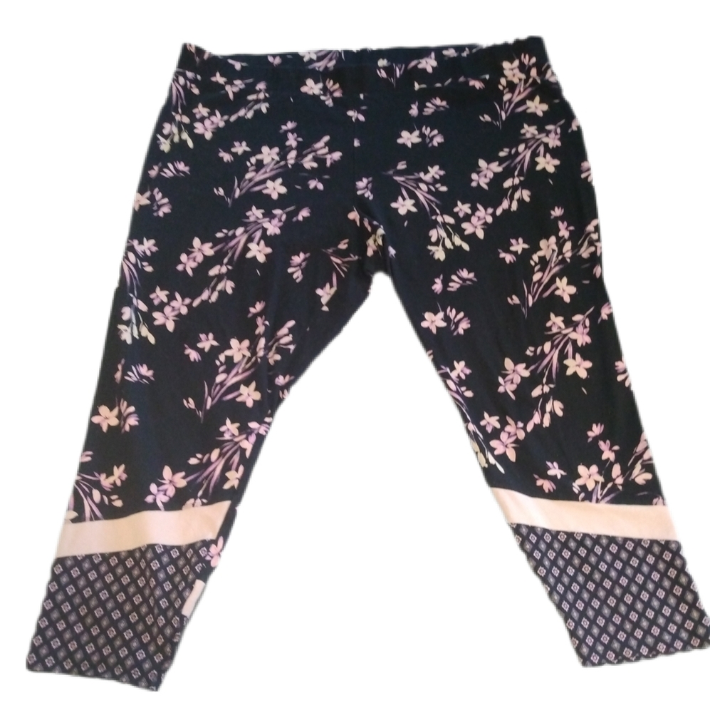 Torrid Leggings with Black and Purple Floral Pattern